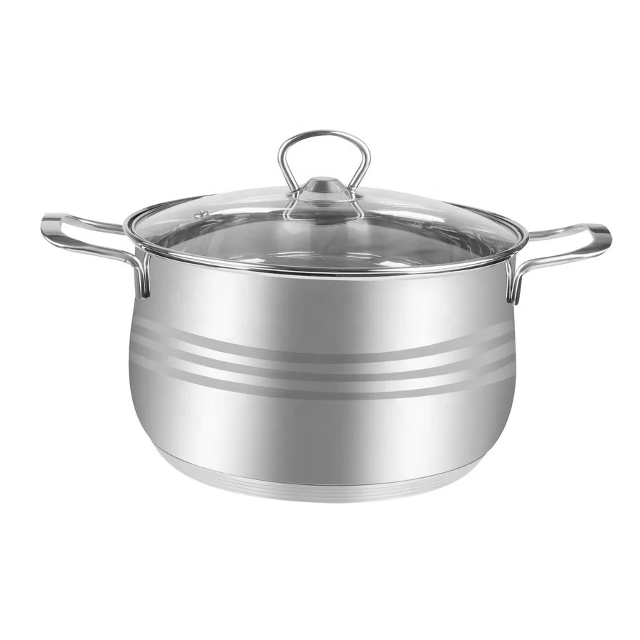 Classic Style MSF-8307 Belly Shape Stainless Steel Casserole Cookware Set Sustainable Kitchen Metal Usage