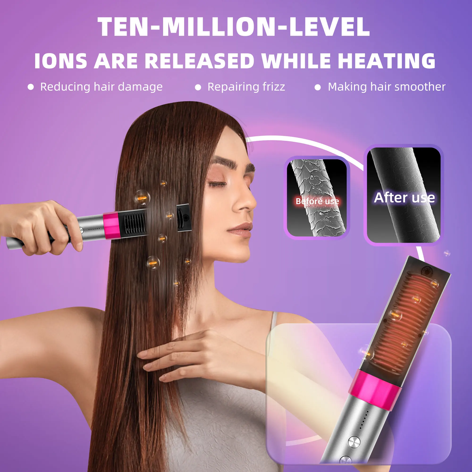 New Launch Wireless K Skin Hair Cares Straightener Comb 2 In 1 Wireless USB Rechargeable Hair Straightener Comb