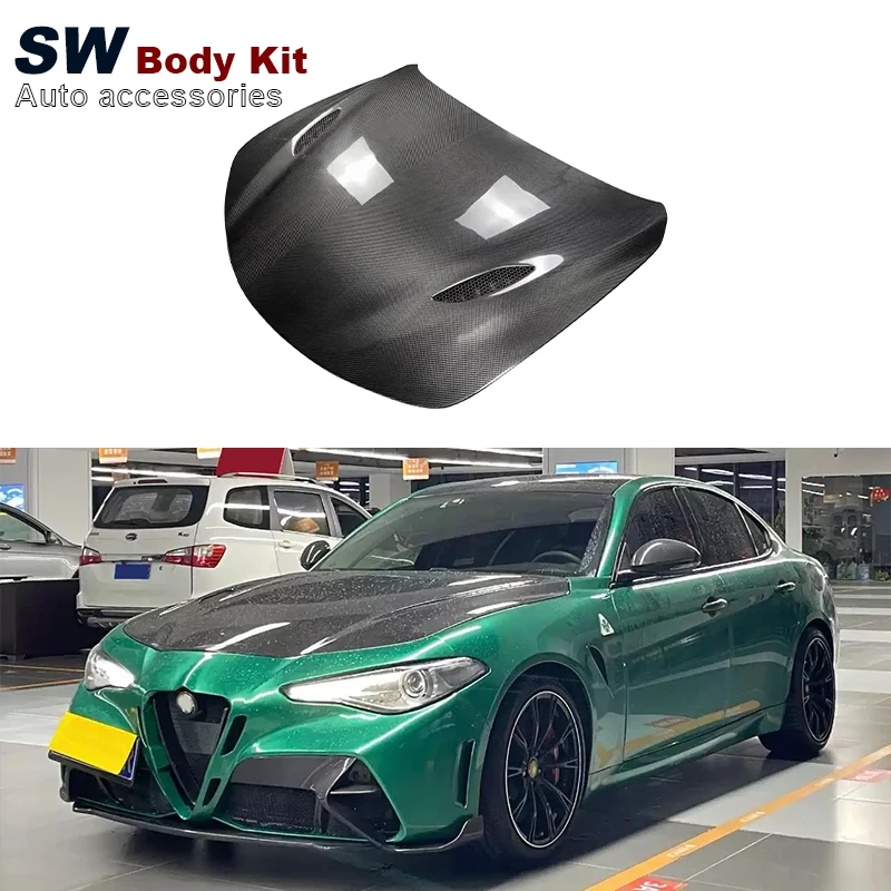 GTAm Style Carbon Fiber Giulia Hood For Alfa Romeo Giulia Upgraded GTA Style Front Engine Valve Cover Auto Parts Performance Kit