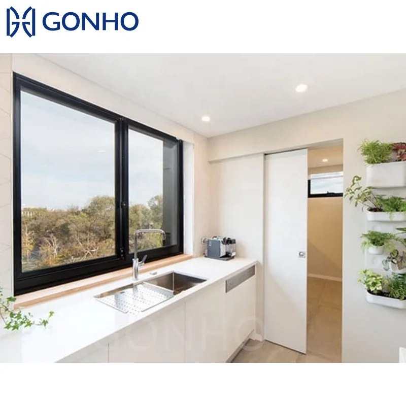 GONHO Pastoral Grille Design Custom Opening Convenience Horizontal Opening Lock Case Soundproof Aluminium Sliding Windows