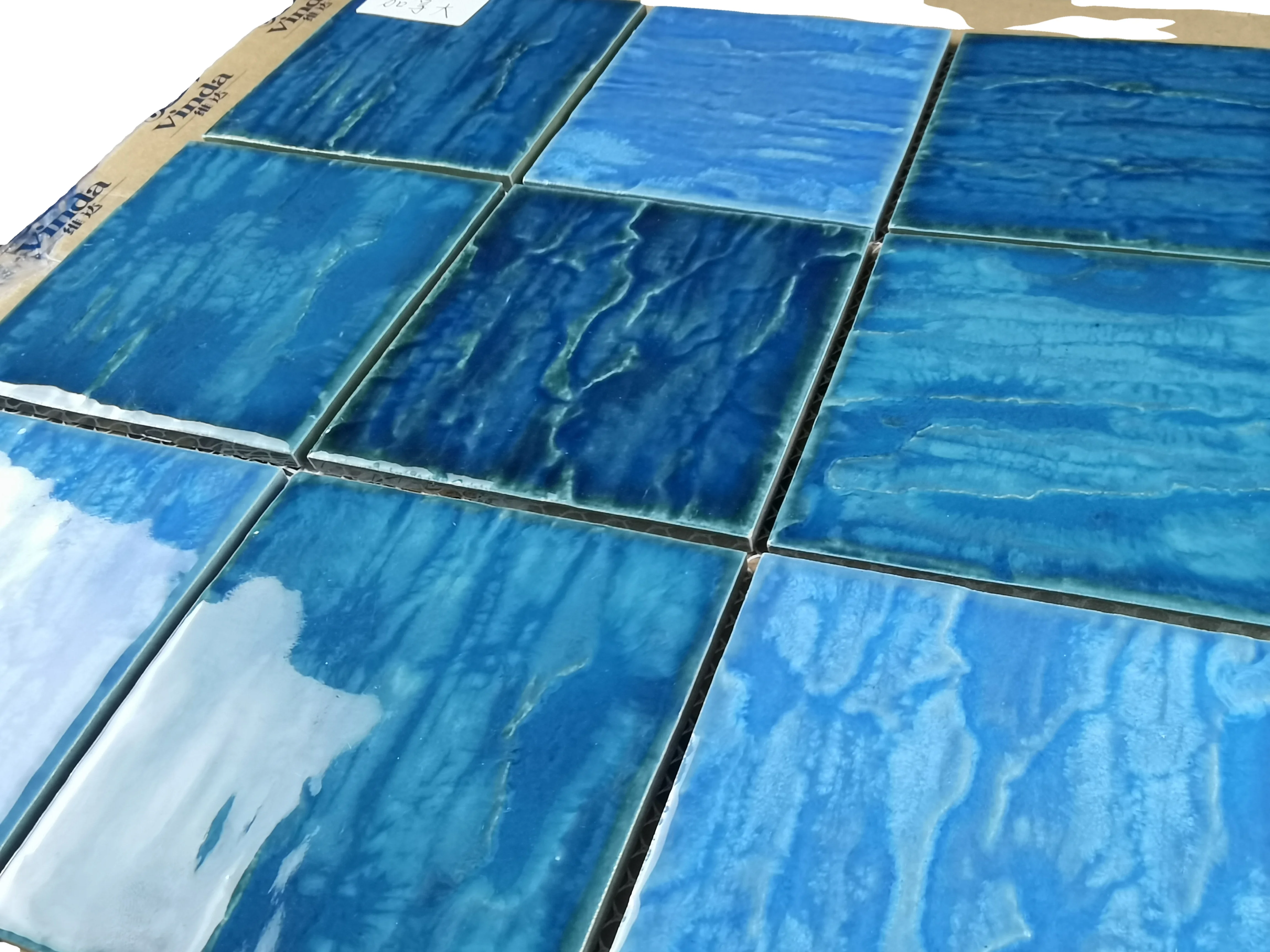 Blue series ceramic big size swimming pool tile 100x100mm