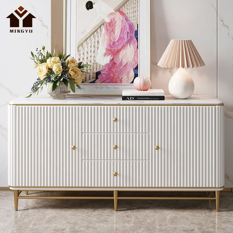 Hot-Selling Living Room Console Table Italian Altar Table Sitting Room Sintered Stone White Console Cabinet
