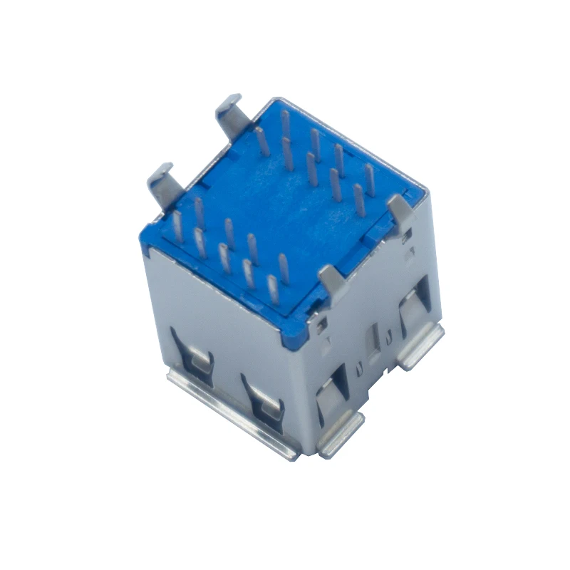 Factory direct sale 18Pin USB connector 3.0 dual  straight DIP type A hemming corner female style socket