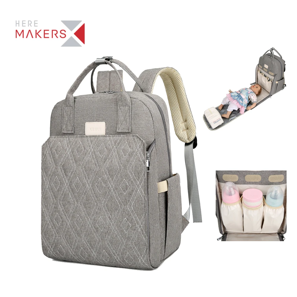 2022 Factory New Design Foldable Large mommy bag sac bebe baby milk bottle warmer diaper backpack bag with changing station