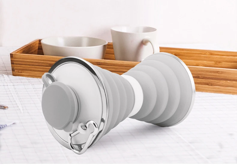 500ml BPA Free Outdoors Folding Reusable Collapsible Sports Foldable Silicone Water Bottle