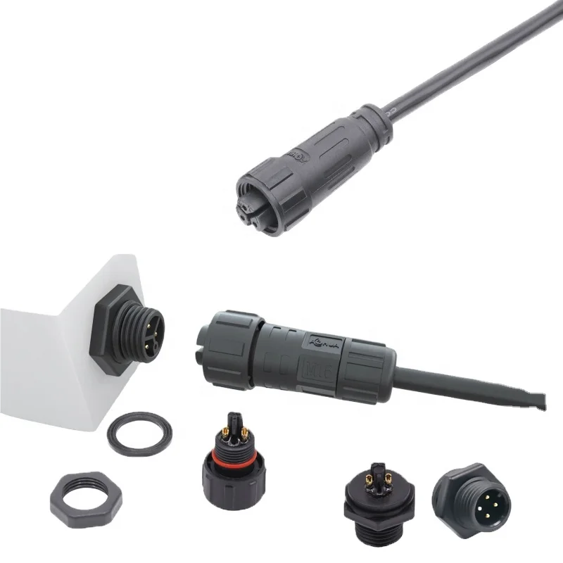 M16 Circular Panel Mount Connector Male Plug Female Connector 2 3 4 5 6 Pin 300V 110V 10A 5A IP67 Connector