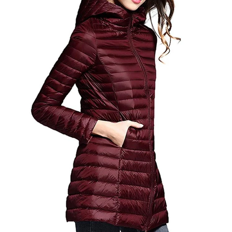 Jacketown средней длины больших размеров, ультра легкий, с капюшоном, Длинная зимняя куртка из утиного пуха, куртка женская теплая куртка