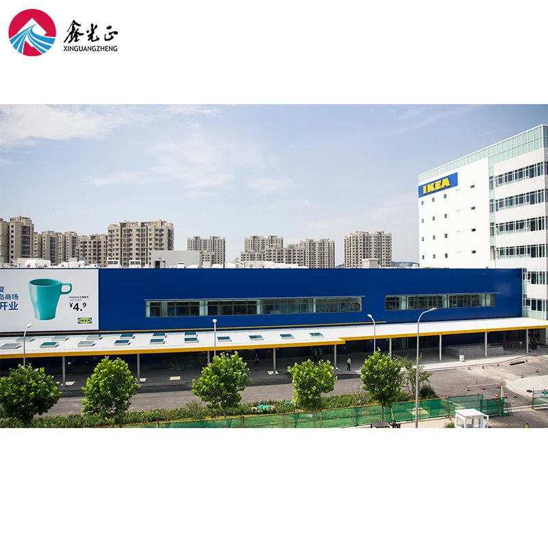 Steel Structure Construction Projects Fabricated Prefabricated Steel Store Building/Supermarket shopping mall storage shed