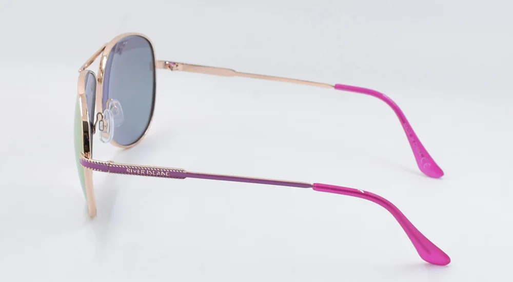 Wholesale laser logo painting frame Custom purple mirror lens 100% UV400 women retro metal sunglasses for lady