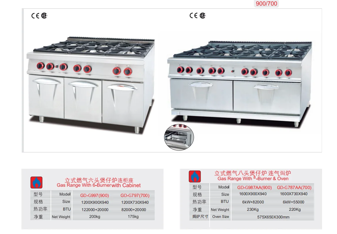 Industrial Commercial lpg gas cooker 4 burner restaurant cook machines kitchen equipment gas stove stand range with oven price