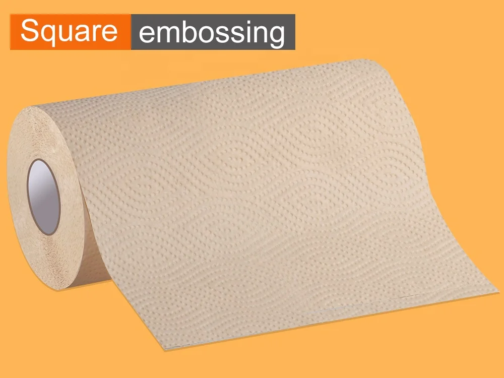 Natural Brown Bamboo Paper Customized Kitchen Paper Roll Towel Hand Towel