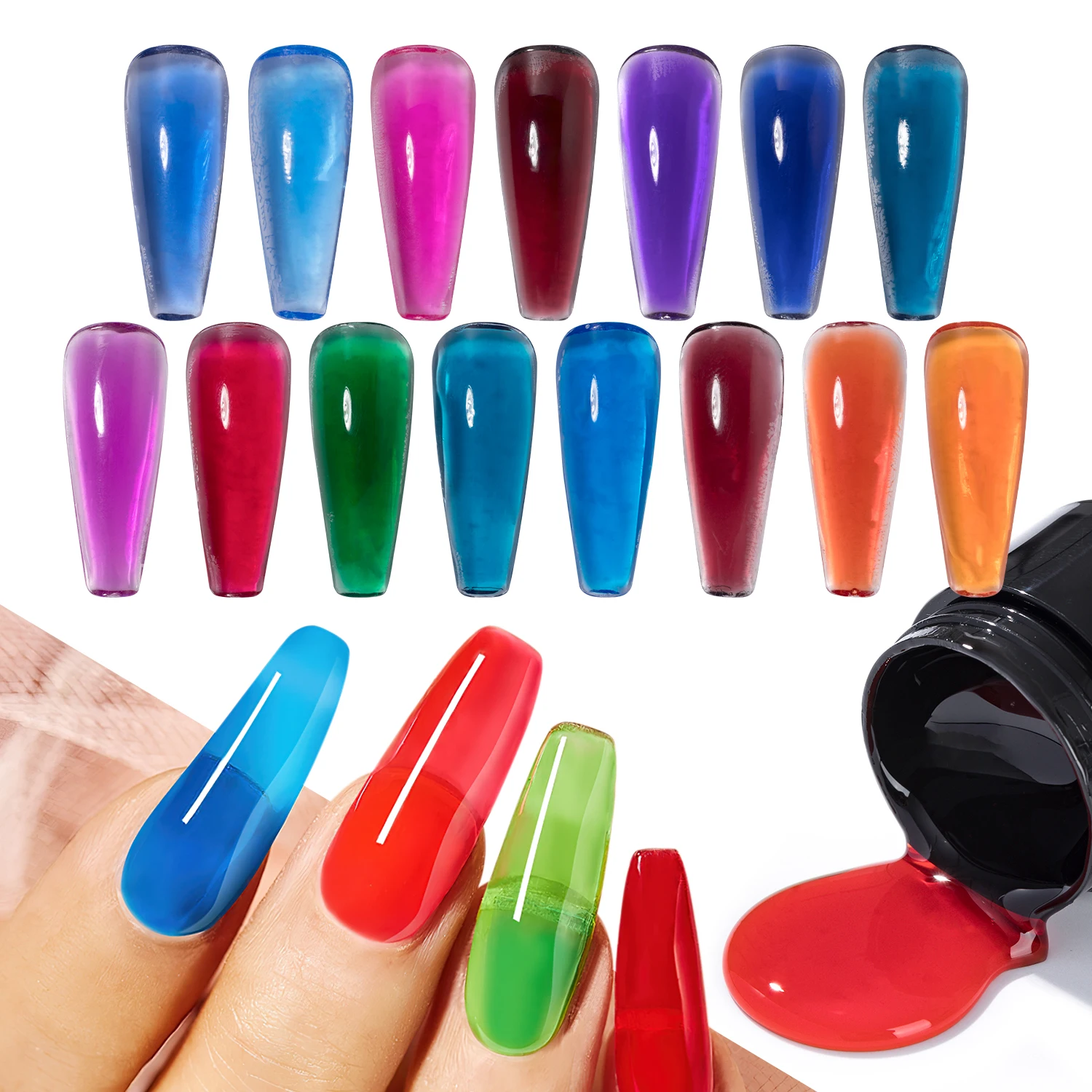 Nail Supplies Long Lasting Gel Polish Nail Extension Amber Gel  Mixed Color Jelly Uv Gel Polish
