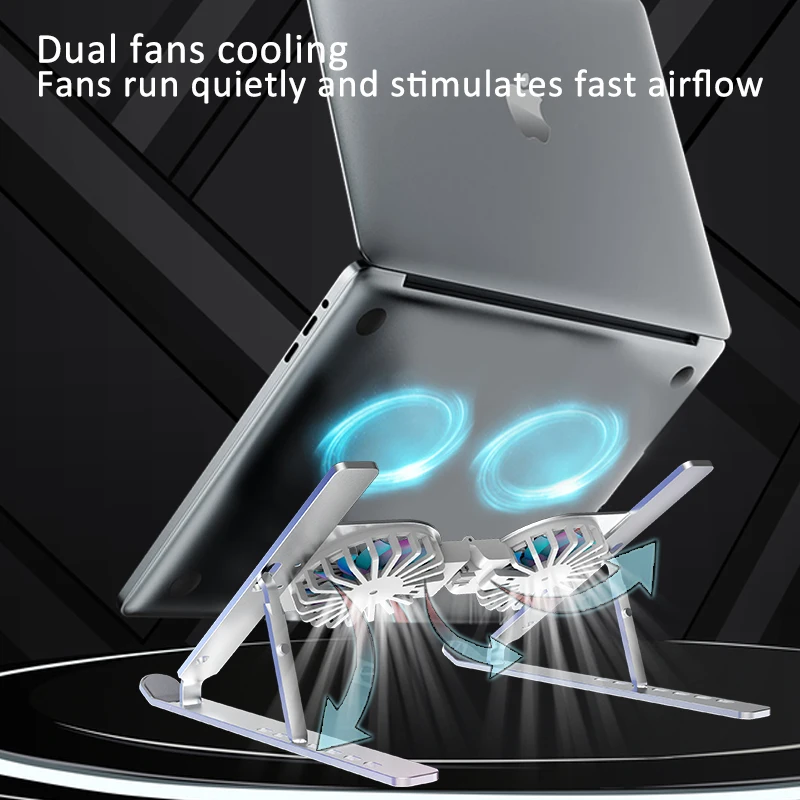World Premiere Angle Adjustable Computer Riser Tablet Stand Ergonomic Foldable Aluminium Laptop Cooling Pads With Fan