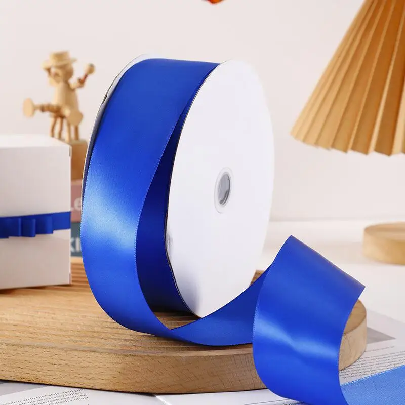 Blue Colors 100 Yard Double Face Plain Personalized 9mm 15 mm  25mm 38mm 50mm 100% Polyester Silk Satin Ribbons For Gift Box