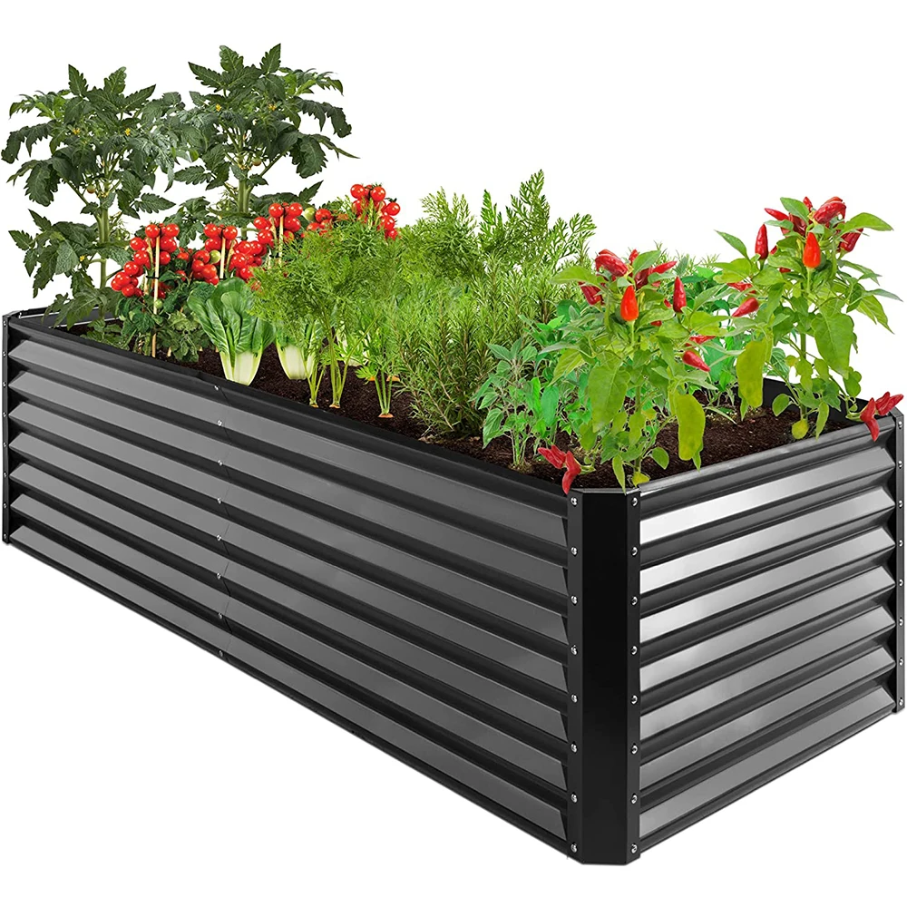 Hot Sale Household Galvanized Steel Flower Pots Outside Garden Raised Bed Corrugated Galvanized Steel Outdoor Garden