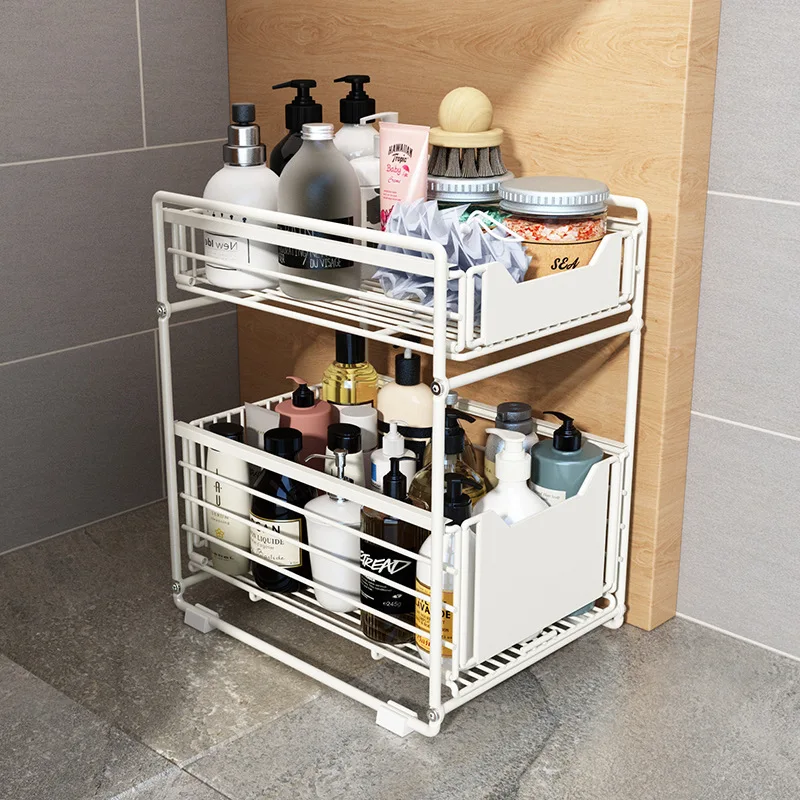 Saving space kitchen storage rack large capacity under the sink kitchen stand corner shelf bathroom organizers