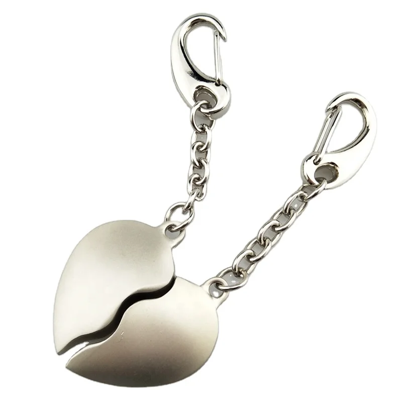 Custom couple keychain Love key Half Heart Shaped keychain