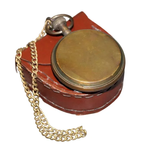 Top Quality Vintage Brass Pocket Watch With Leather Box Antique Finished at Cheap Price