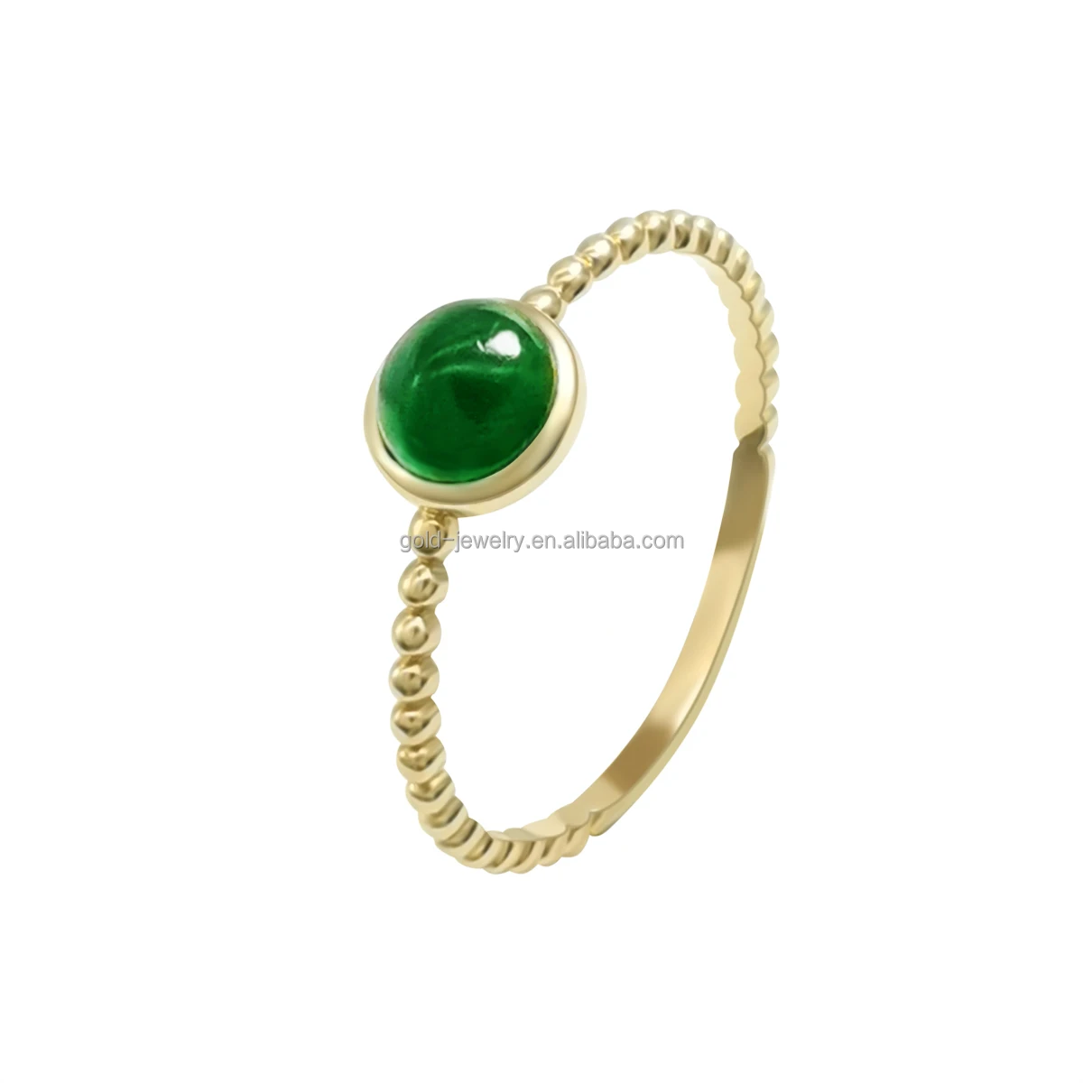 Emerald Rings Jewelry Women 14k Real Gold Finger Rings Wholesale Gemstone Rings Yellow Gold Channel Setting 2 Pcs Ball CLASSIC