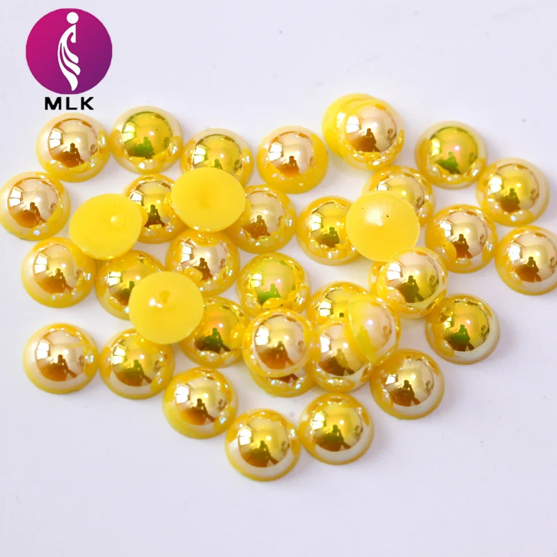 
Wholesale Citrine AB ss2-ss14 Mix Color Plastic Half Round Pearls in Bulk 