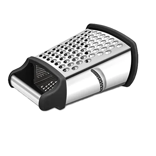 Professional 4-Sided Stainless Steel Cheese Box Grater with Detachable Storage Container for Potato Pumpkins Carrots Ginger