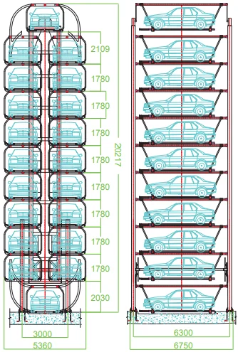 Car Maintenance Load Bearing Repair Shop Using Automatic Rotary Hoist Stacker Parking Lifting