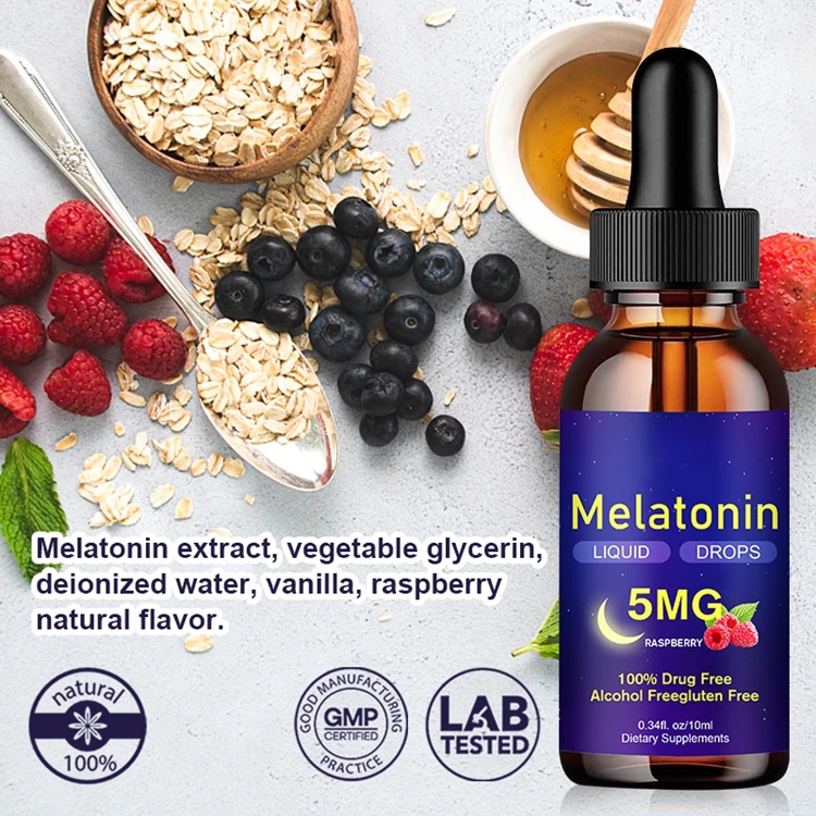OEM Private Label Melatonin Sleeping Drops Aids Nighttime Vitamin Natural 5mg Liquid Melatonin Drops