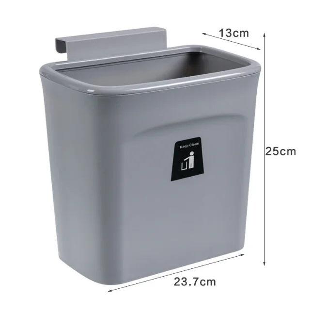 Wholesale large kitchen trash can with cover Household wall mounted cabinet door bathroom hanging slide trash basket