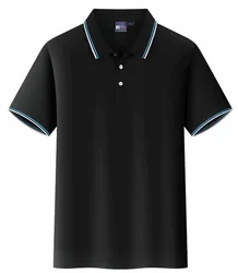 Custom Logo Plus Size Short Sleeve 100 Cotton Jacquard Stripe Quick Dry Blank Collar Work Polo Shirt