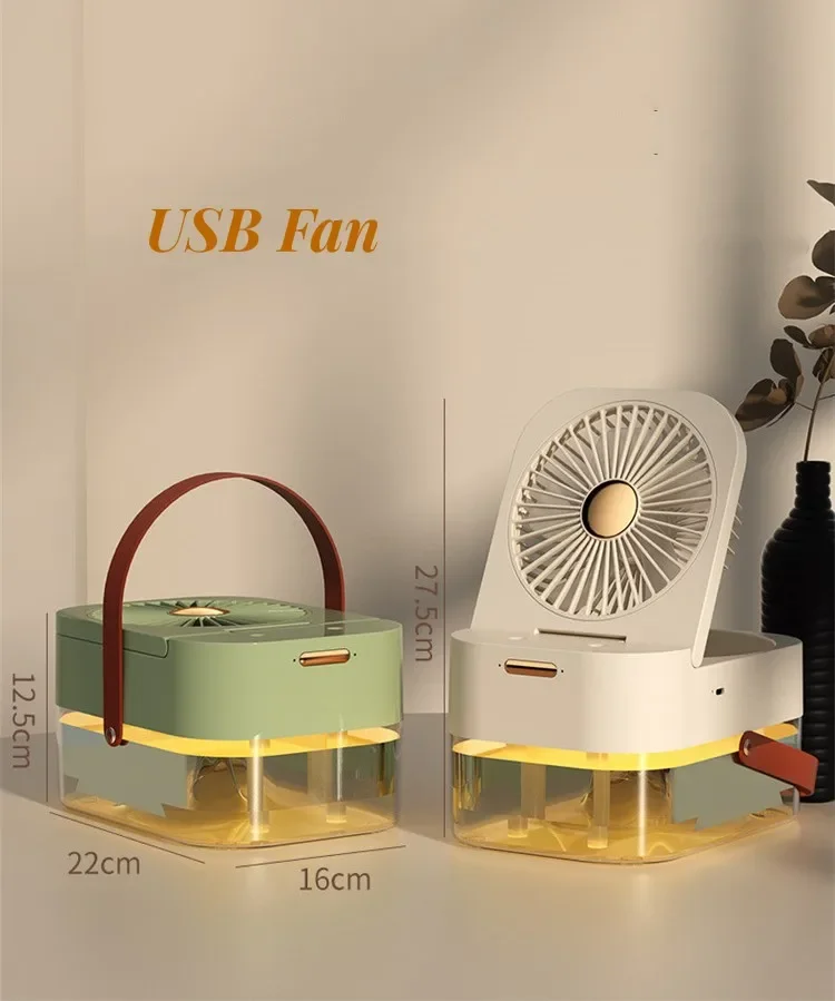New Hot Summer Home Appliance Desktop Fan 3 Speeds Water Mist Fans 4000mah 2.5l Dual Spray Humidifying Fan With Night Light