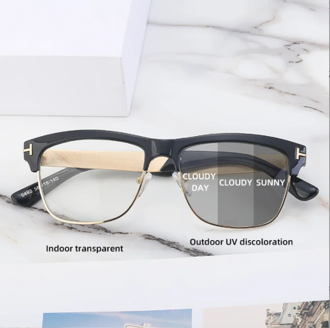 New fashion custom logo women men pc optical frame photochromic anti blue light glasses for men