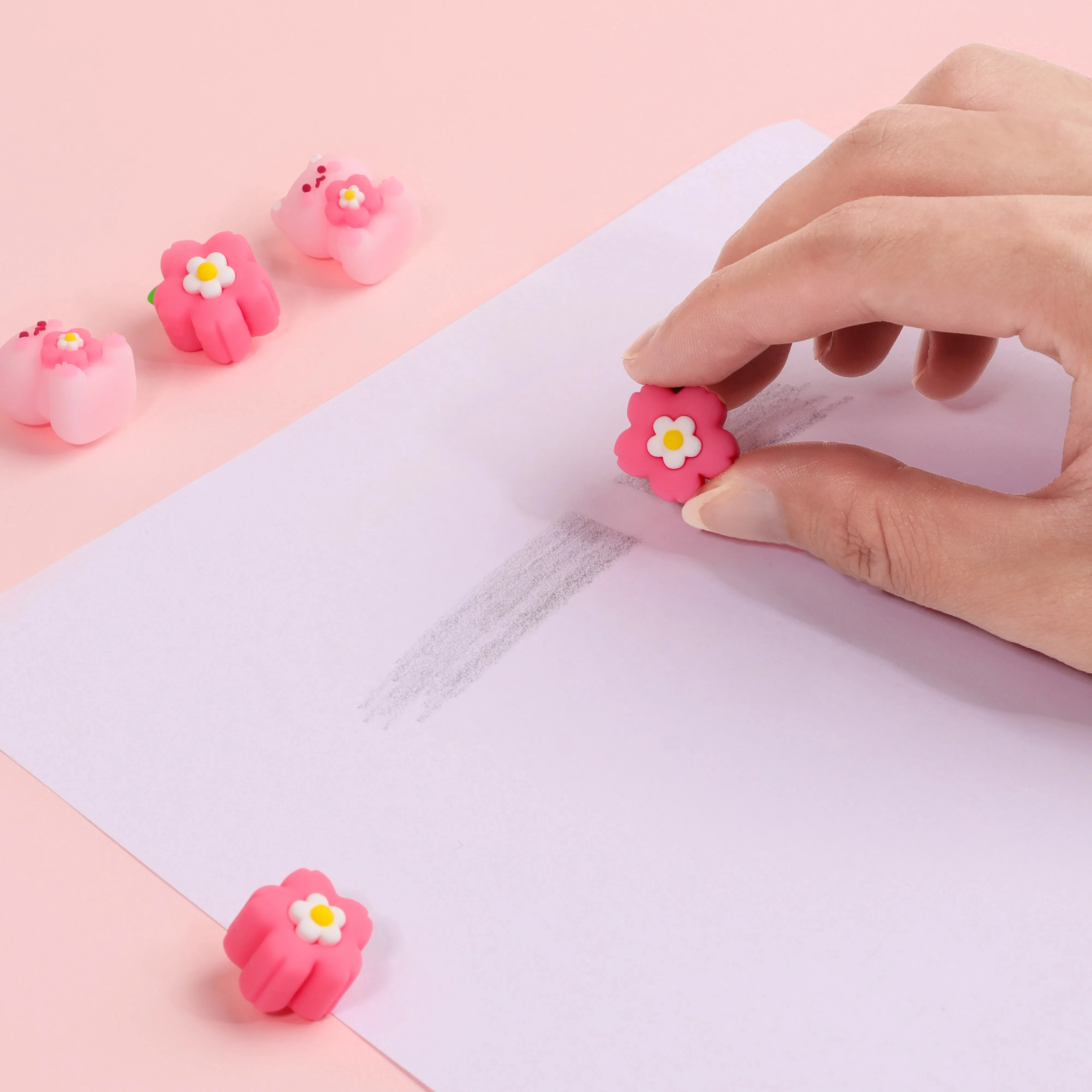 Pink Sakura Kitty Cute Style Sharing Package Kawaii 3D Eraser for Kids Students Fashionable Stationery for Study