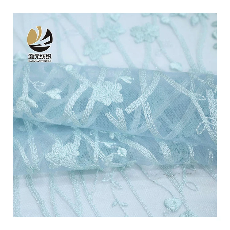 2020 fancy textile custom floral colorful embroidery flower tulle fabric for luxury dresses