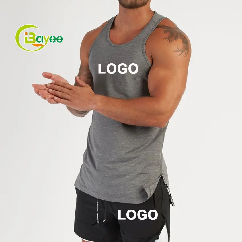 Custom Men Sleeveless Cotton White Singlet Athletic Workout Fitness Muscle Stringer Tank Tops Travel Gym Skin Tight Vest