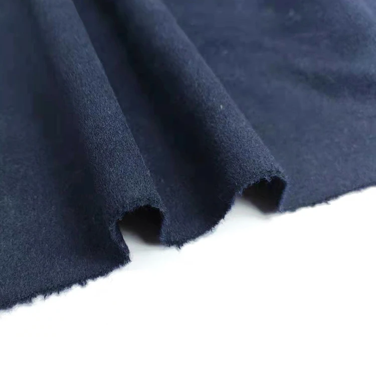 Cashmere alpaca dark blue 100%wool single faced smooth wool fabric