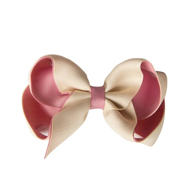 Factory Wholesale Hair Bow New Fashion Two-Tone Hair Clips Cheap Grosgrain Satin Color Ribbon Hair Bows For Women Baby Girl Bows