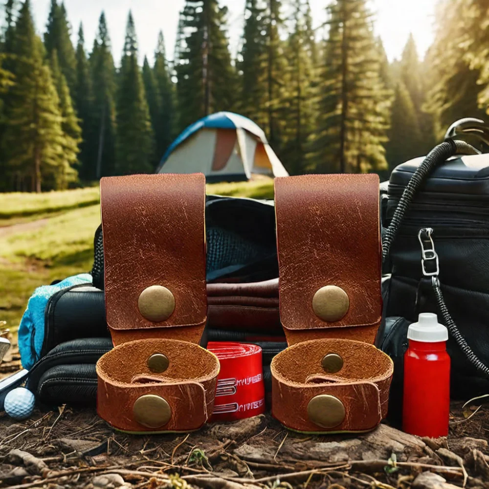 Cowhide Tactical Gloves Tool Pouch with Buckle Closure Camping Hiking Equipment Genuine Leather Key Ring Holder for Gloves