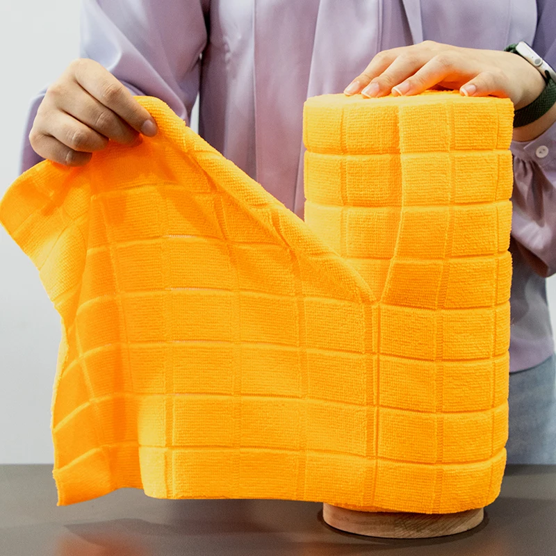 Custom Logo Microfiber Eco Roll Tear Away Microfiber Cloth Roll Car Kitchen Absorbent Disposable Microfiber Cleaning Towel Rolls