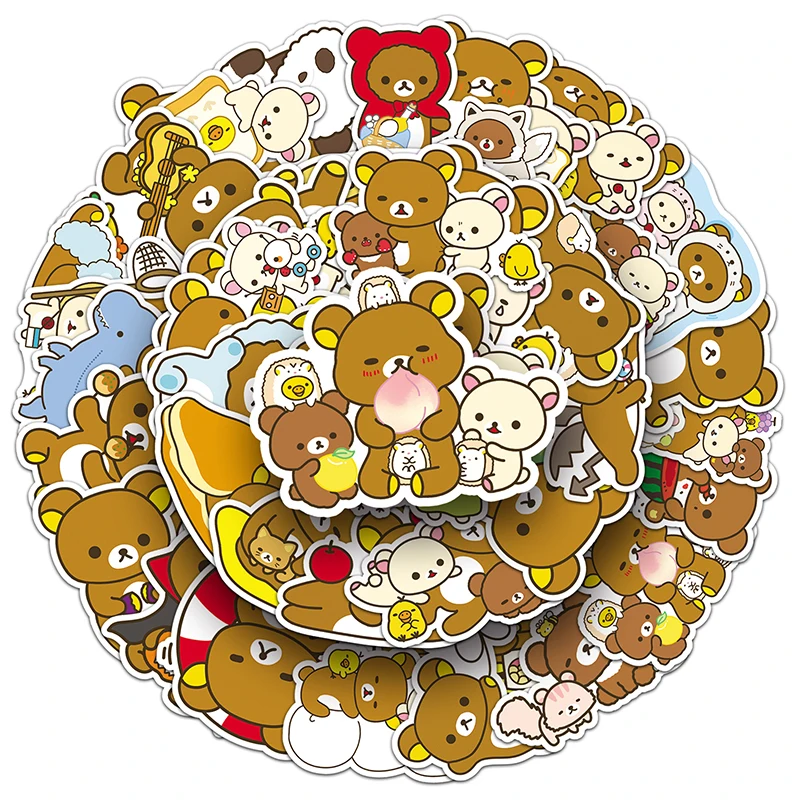 50pcs Factory Outlet Self-adhesive Cartoon Vinyl PVC Sticker Printing Anime Kawaii Rilakkuma Stickers
