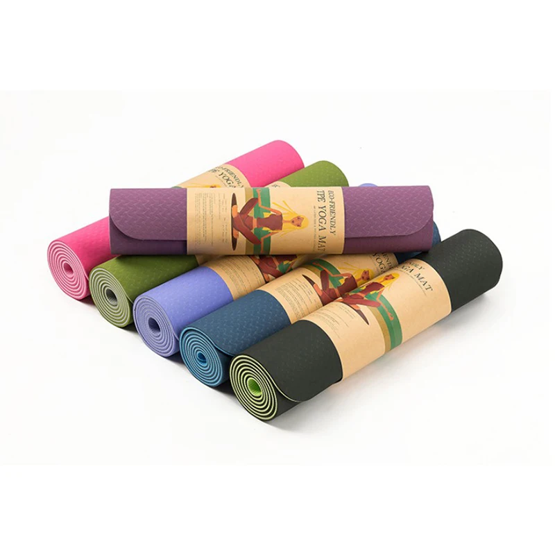 Double Layer Yoga Mat Eco Friendly Anti Slip TPE Yoga Mat Non Slip Pilates Yoga Mat for Stretching Exercise
