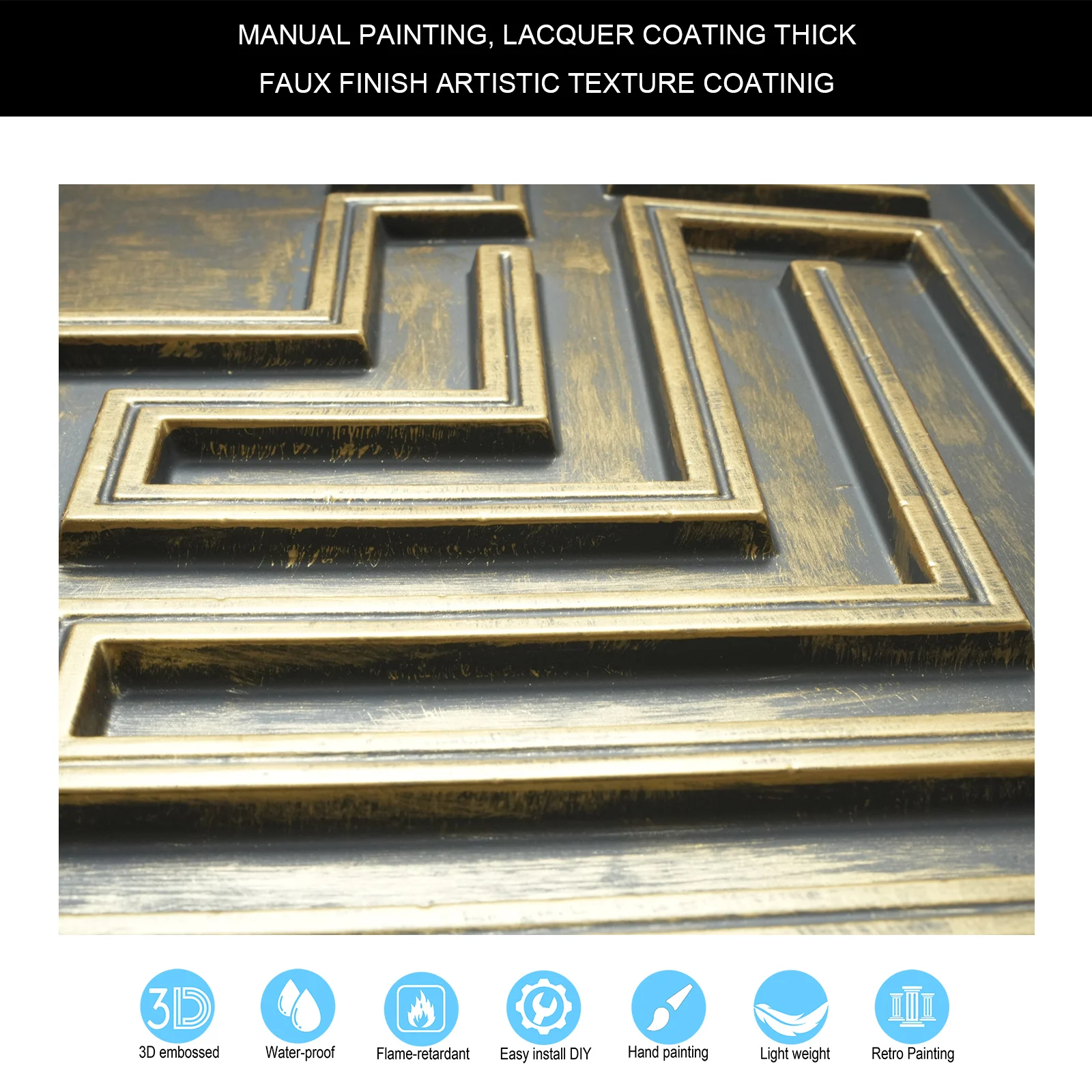 Faux finishes crevices decor wall panels Vintage Pattern Tin ceiling Tiles Easy Drop-In Installation PL25 Ancient gold