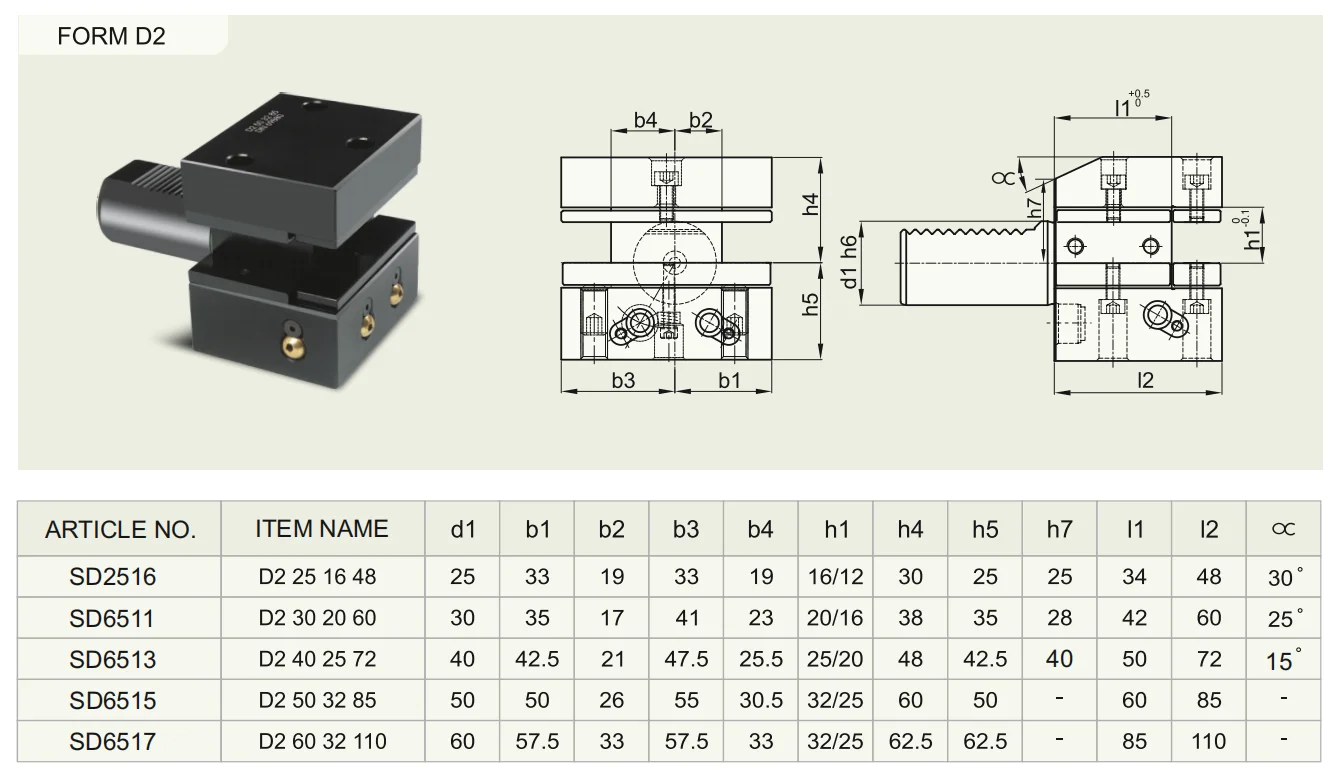 VDI Tool Holders DIN 69880 Multiple Square Seats Overhead Form D2 Insert And Tool Holders