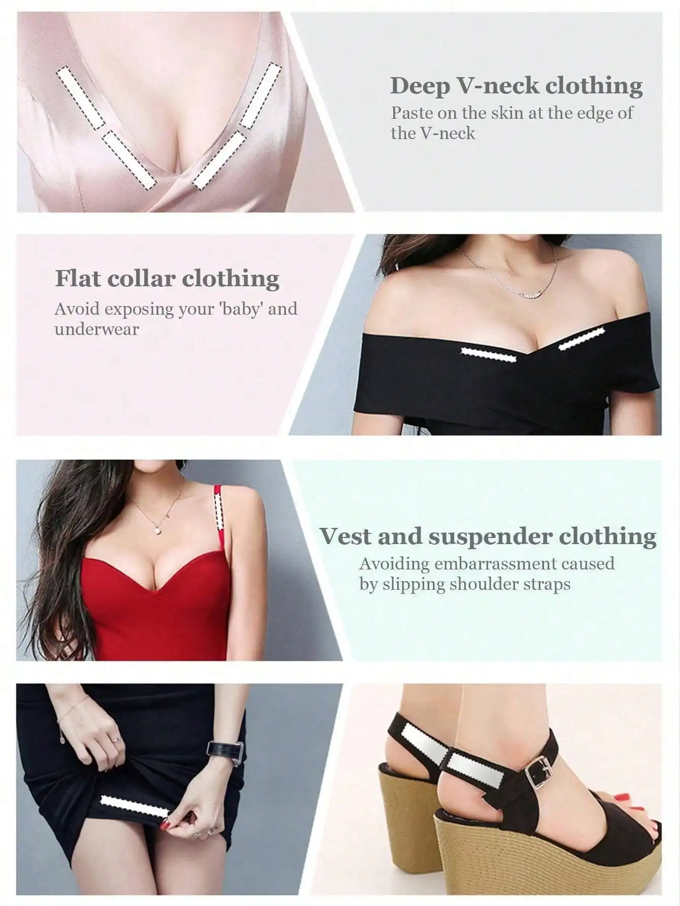 Anti-glare adhesive cloth strips for weddings and parties have high viscosity, comfortable and soft, body tape/skin tape