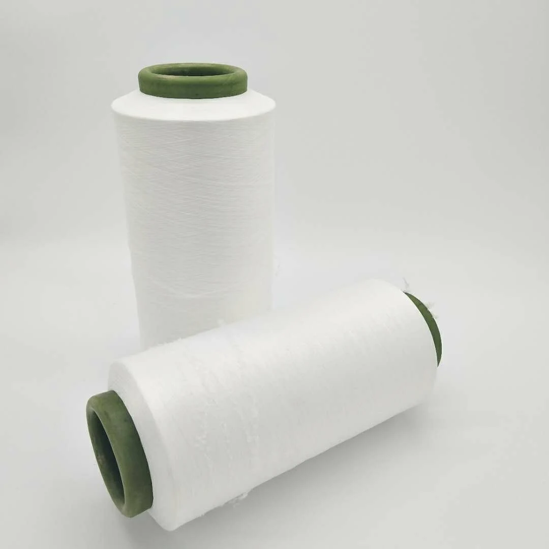 White yarn 30/150 polyester air covered yarn with low price