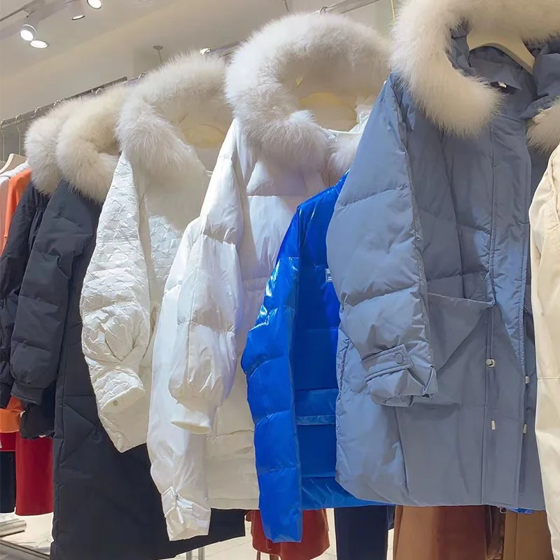 Новинка Зима 2022 куртка на белом утином пуху б/у Оптом Скидка Женская одежда