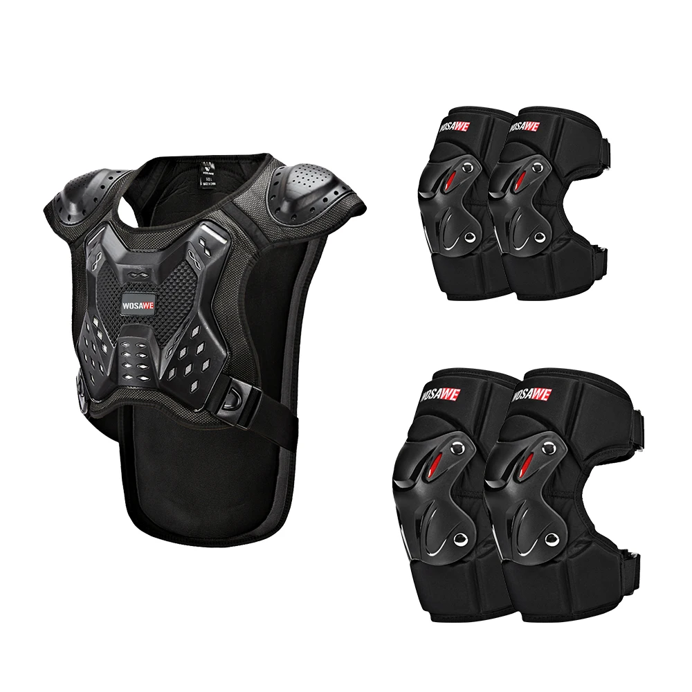 WOSAWE Motorcycle Racing Chest Body Armor Safety Protection Elbow Brace Knee Guard Skate Riding Protective Gear Set Skate