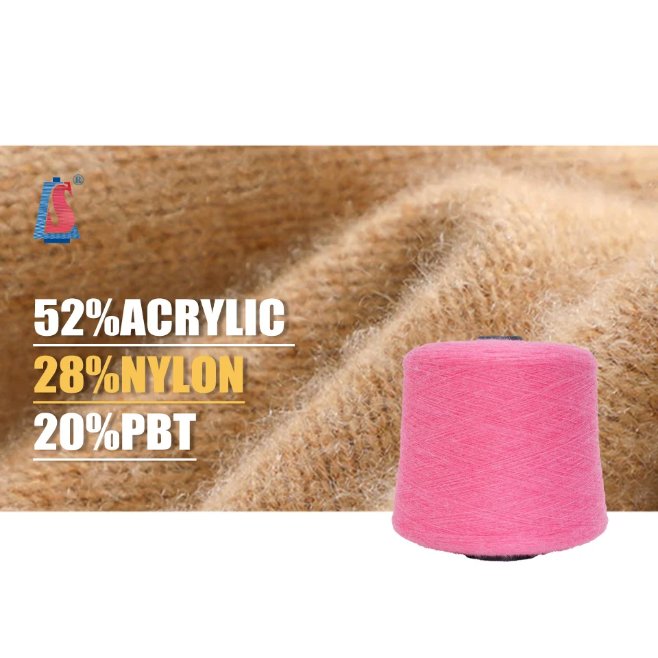 SALUD Hot Selling 28S/2 52% Acrylic 22% nylon 28% PBT Angola Weaving Knitting Blended Fancy Core Spun Yarn