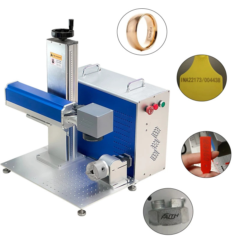 Faith good quality mopa raycus jpt ring animal ear tag Nameplate metal mini portable fiber laser marking machine 20w 30w 50w