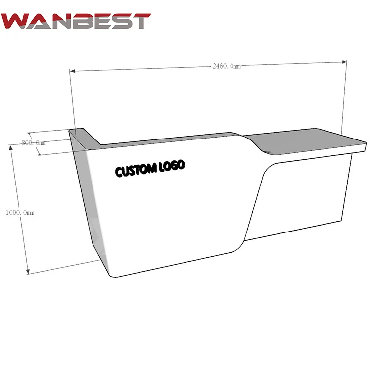 Solid Surface White Beauty Salon Retail Store Office Reception Desk Artificial  Marble Front Desk Counter