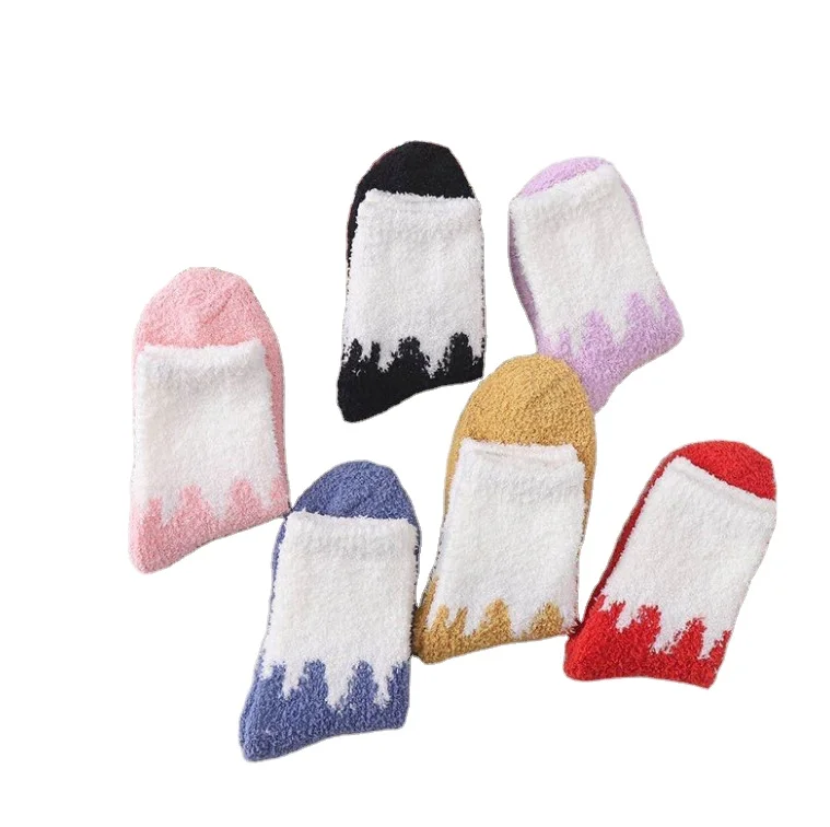 Warm winter cute cow socks ladies home oem fluffy sock women custom floor cozy socks thick